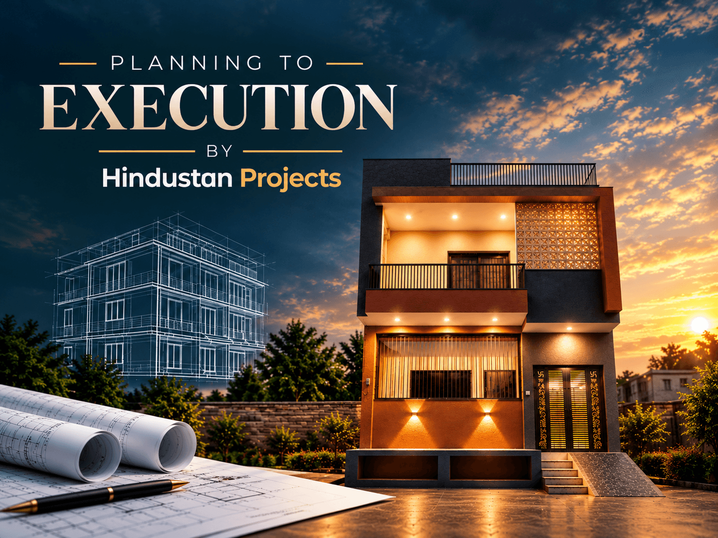 Completed modern house exterior of Pankaj Ji’s turnkey home on 200 Feet Road, Bhilwara, Rajasthan, designed and constructed by HiPRO.